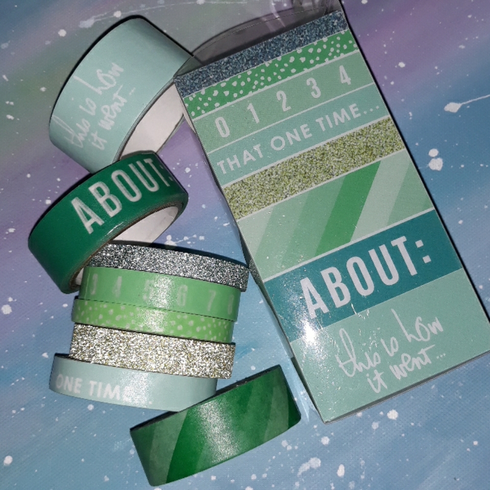 Heidi Swapp Tape New Green Blue Glittery Decor